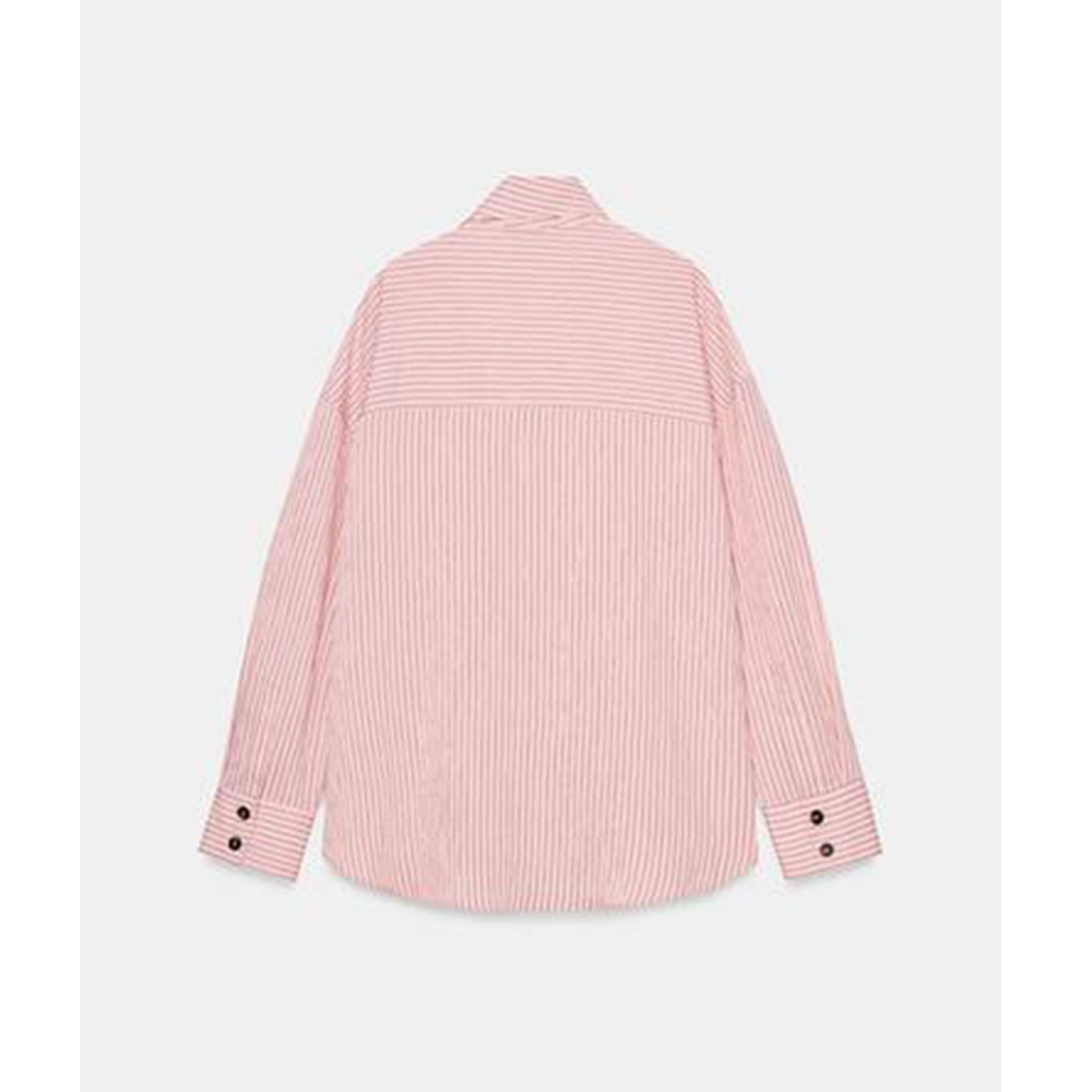 Women's loose striped high neck shirt
