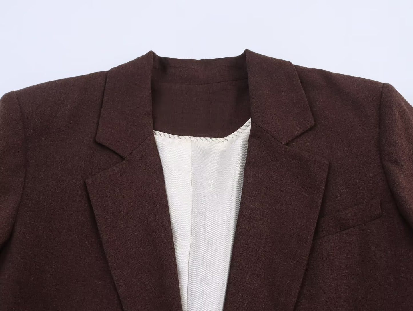 Women's new fashion linen blend short sleeved suit jacket