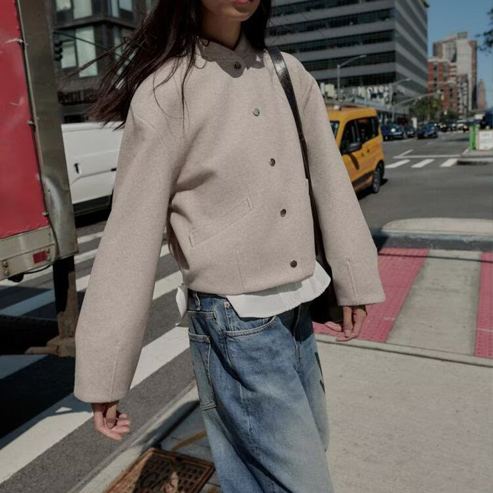 Women's new fashion elastic hem soft texture flying jacket Coat