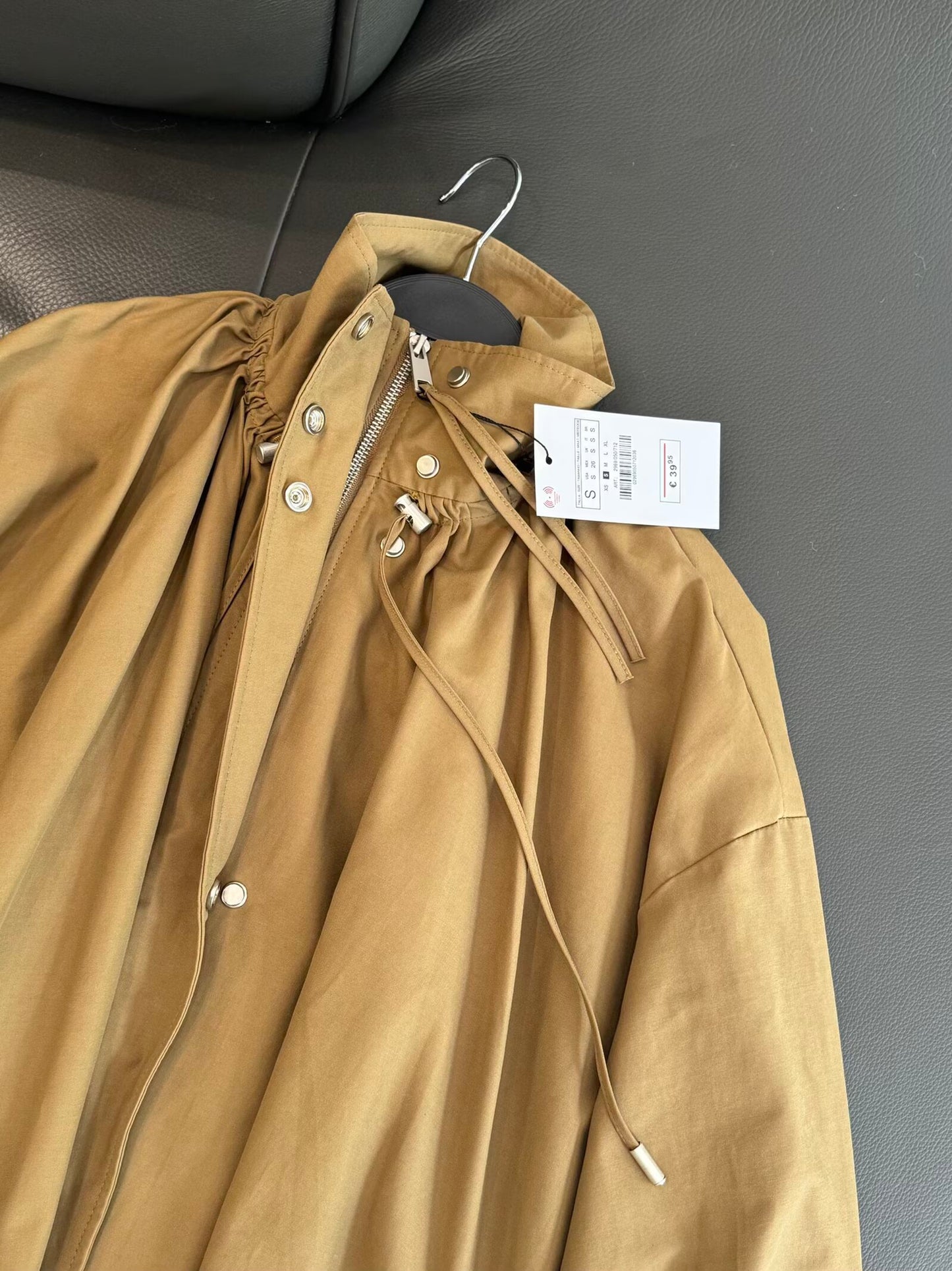 Women's new fashion loose stand collar pleated flight jacket Coat