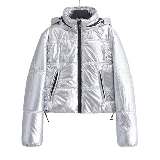 Women's metal series short thick hooded cotton Coat