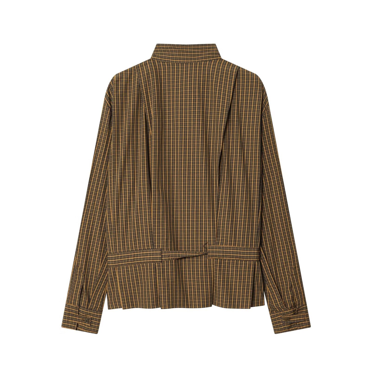 Women's bow decoration casual checkered shirt