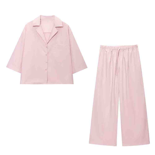 suit Women's 2 pieces New casual single breasted lapel shirt+Pants suit