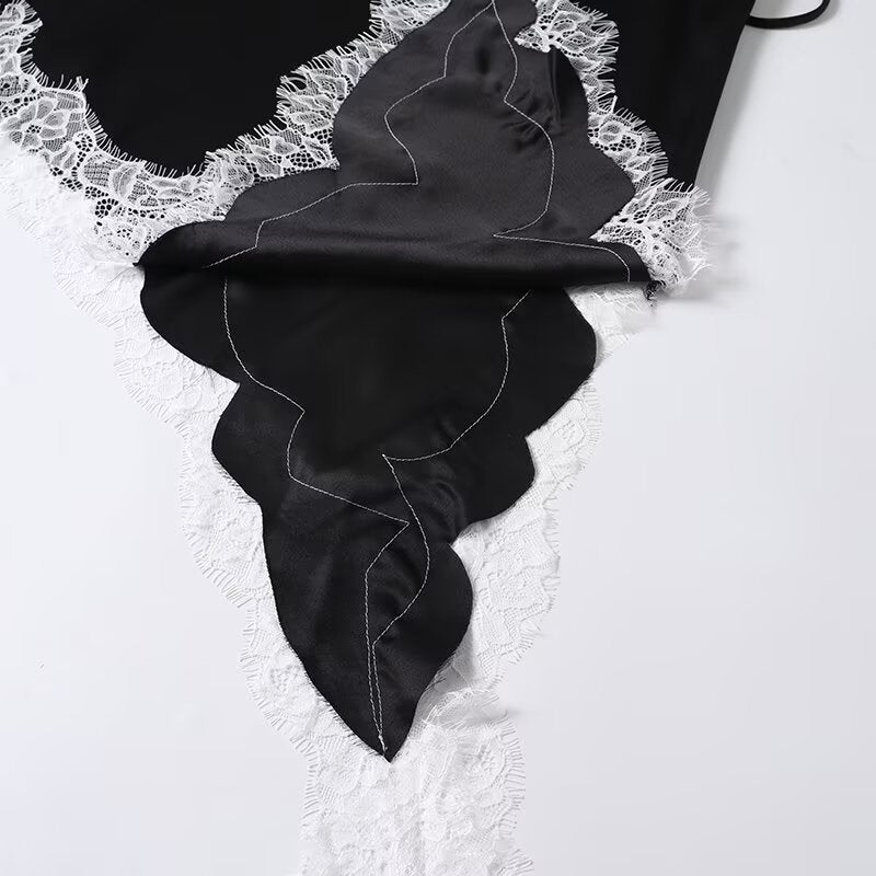 Women's asymmetric lace suspender dress