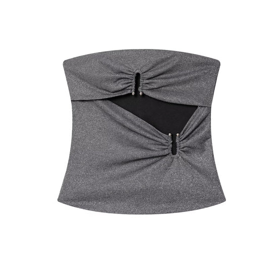 Women's chic Fashion opening design elastic strapless top