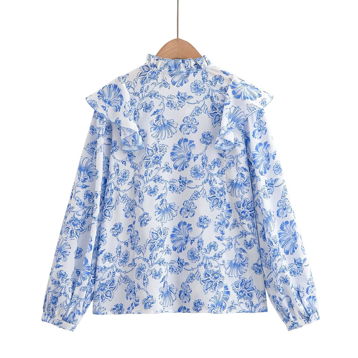 Women's New fashion layered decoration long sleeved printed shirt