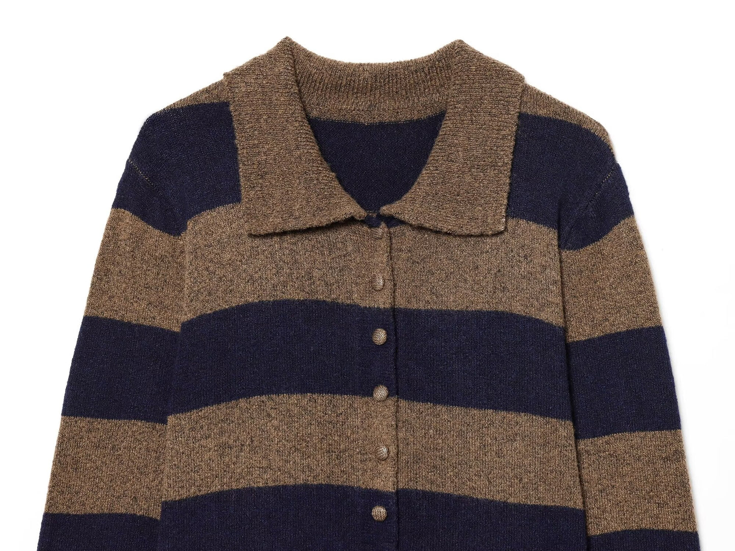 Women's comfortable Lapel striped knitted Coat