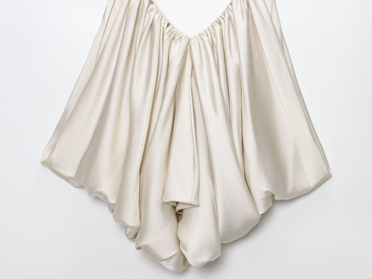 Women's summer fashion satin textured pleated suspender top