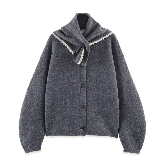 Women's lace headscarf decoration knitted Coat