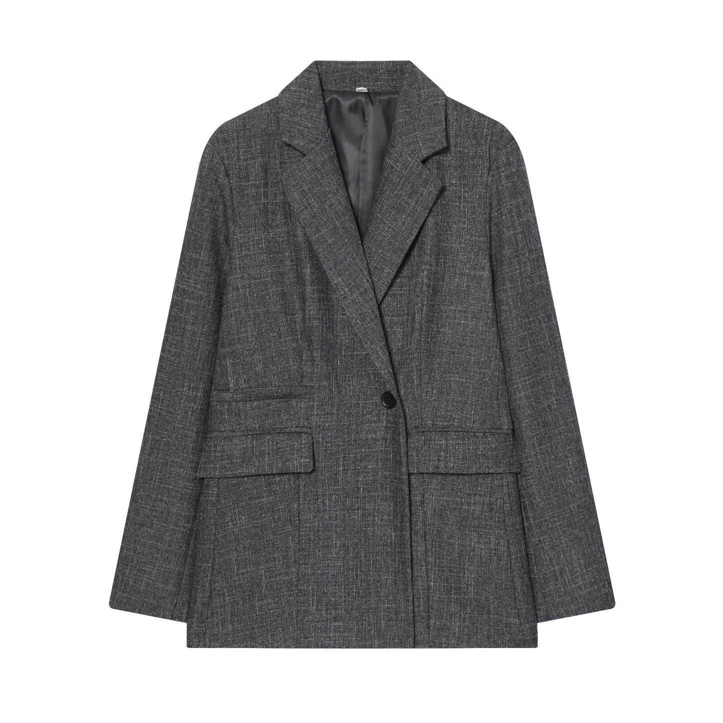 Women's loose wool blended straight cut Blazer Coat