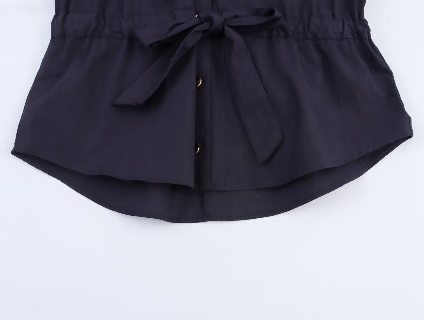 Women's New Fashion With Belt Casual Single breasted Poplin Shirt