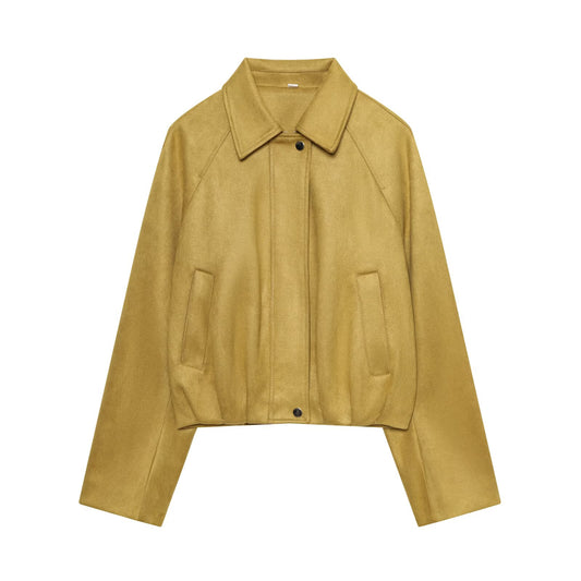 Women's suede effect short pilot jacket Coat