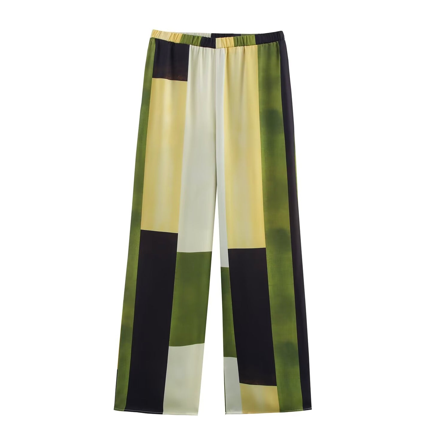 Women's 2025 new fashion loose satin texture printed shirt+Pants suit