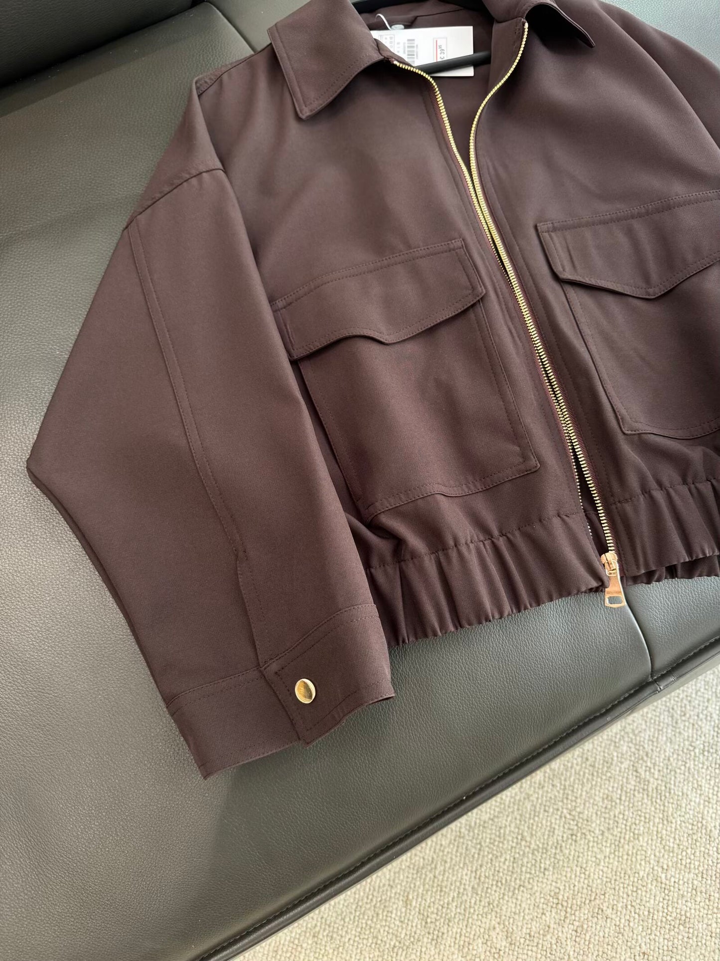 Women's new fashion loose long sleeved lapel zipper jacket Coat