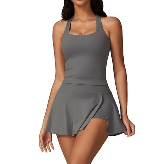 Women's New Tennis Skirt Suit Pocket Sportswear Two-piece Outdoor Running Tight Yoga Clothes