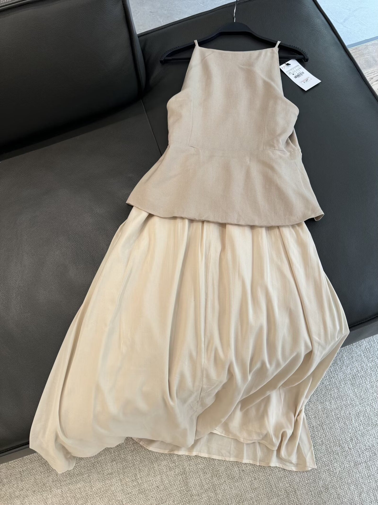 Women's new fashion pleated skirt hem vest style MIDI dress