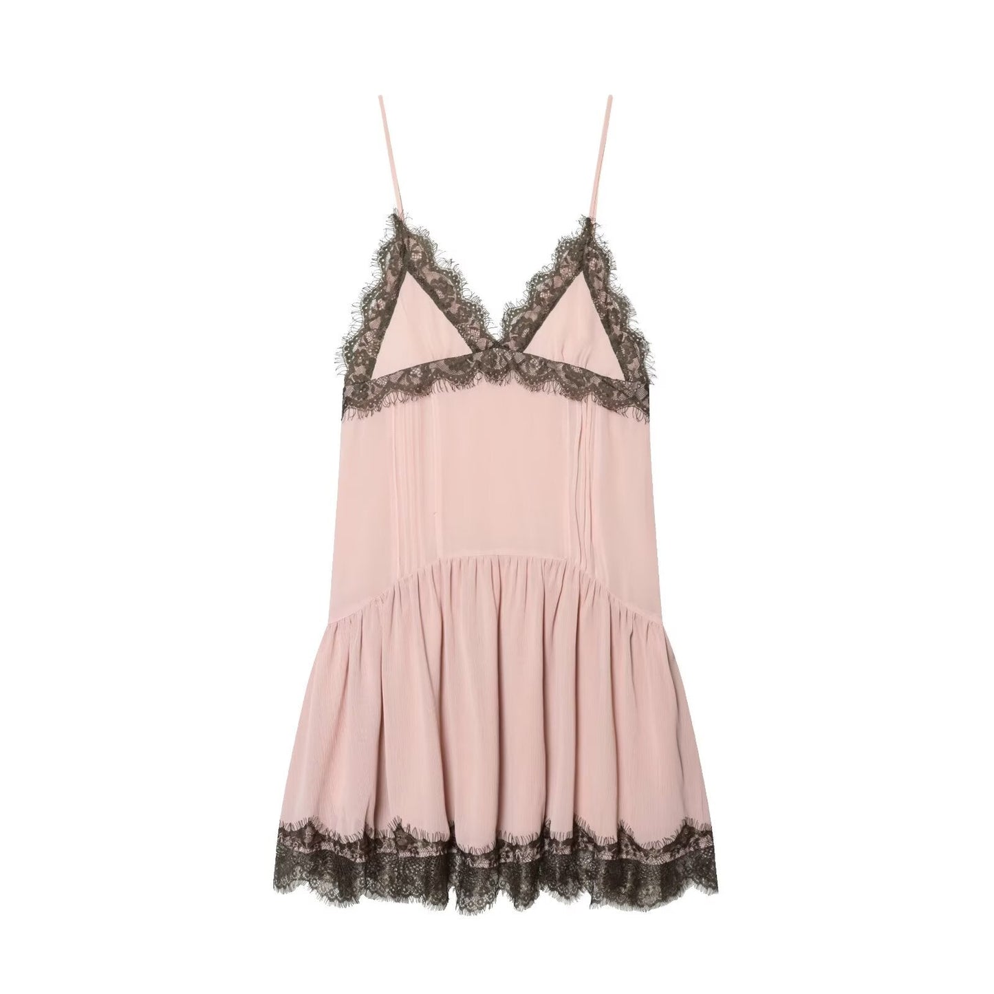 Women's sexy lace patchwork suspender dress