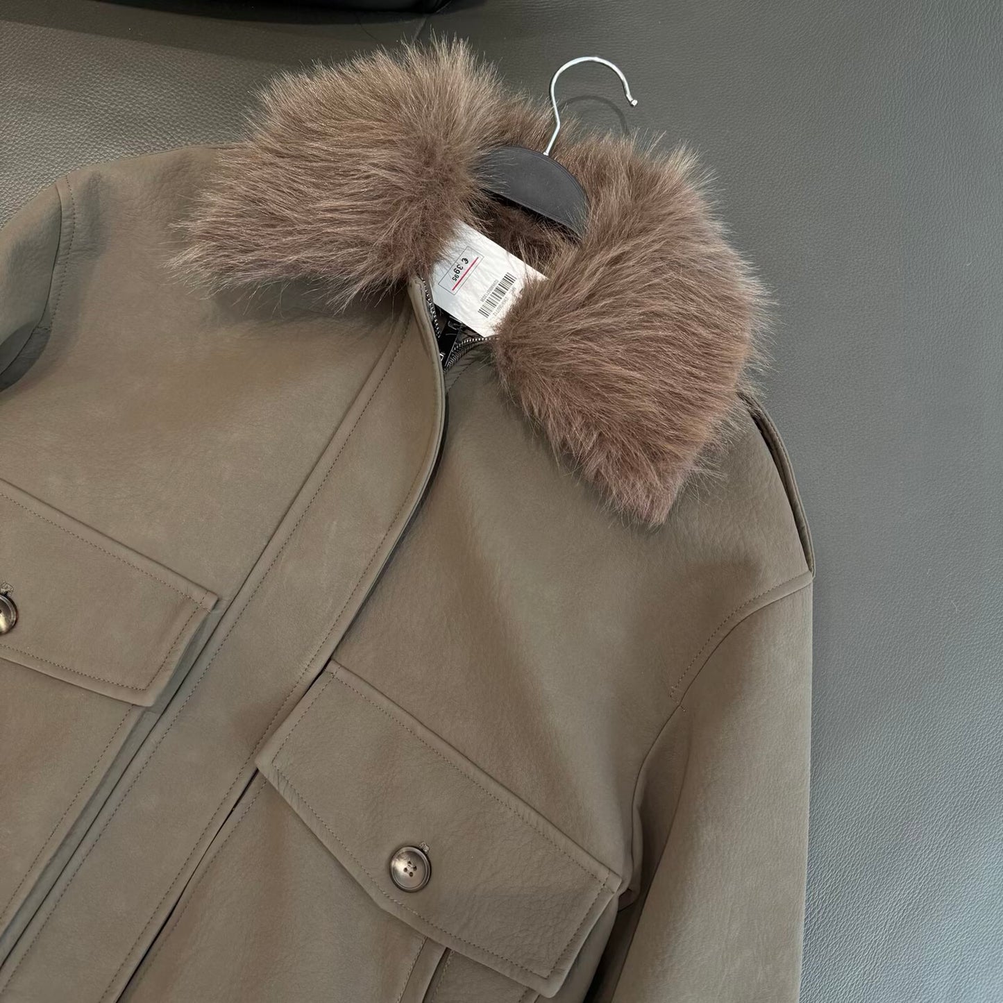 Women's new Anti suede effect detachable fur collar jacket Coat