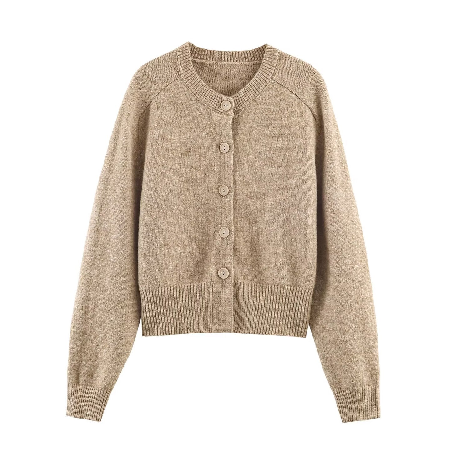 Women's soft textured round neck knitted Coat