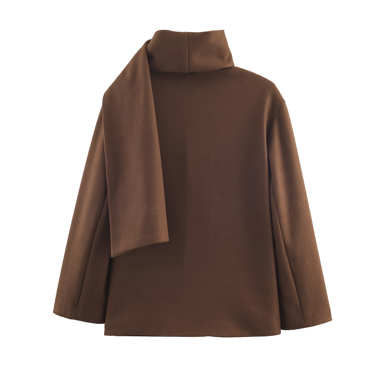 Women's with scarf loose O Neck woolen Coat