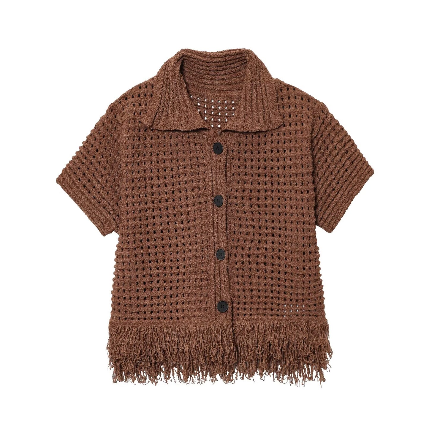 suit Women's 2 pieces tassel decorated Plaid knit Coat+Skirts