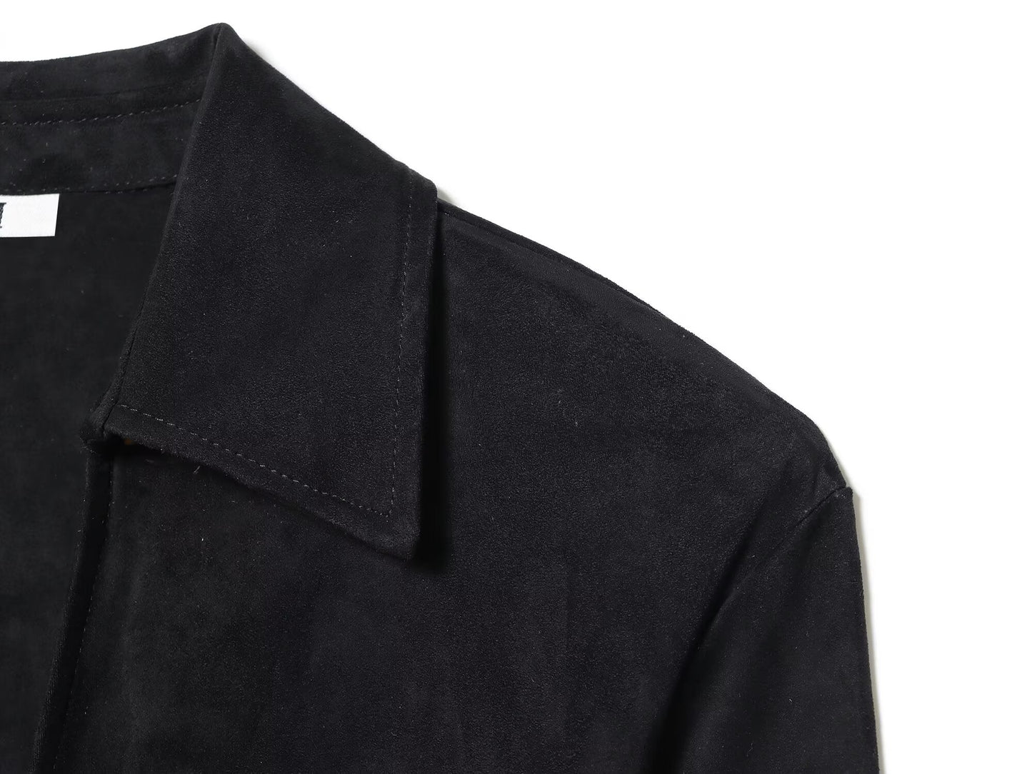 Women's black slim suede effect lace up shirt