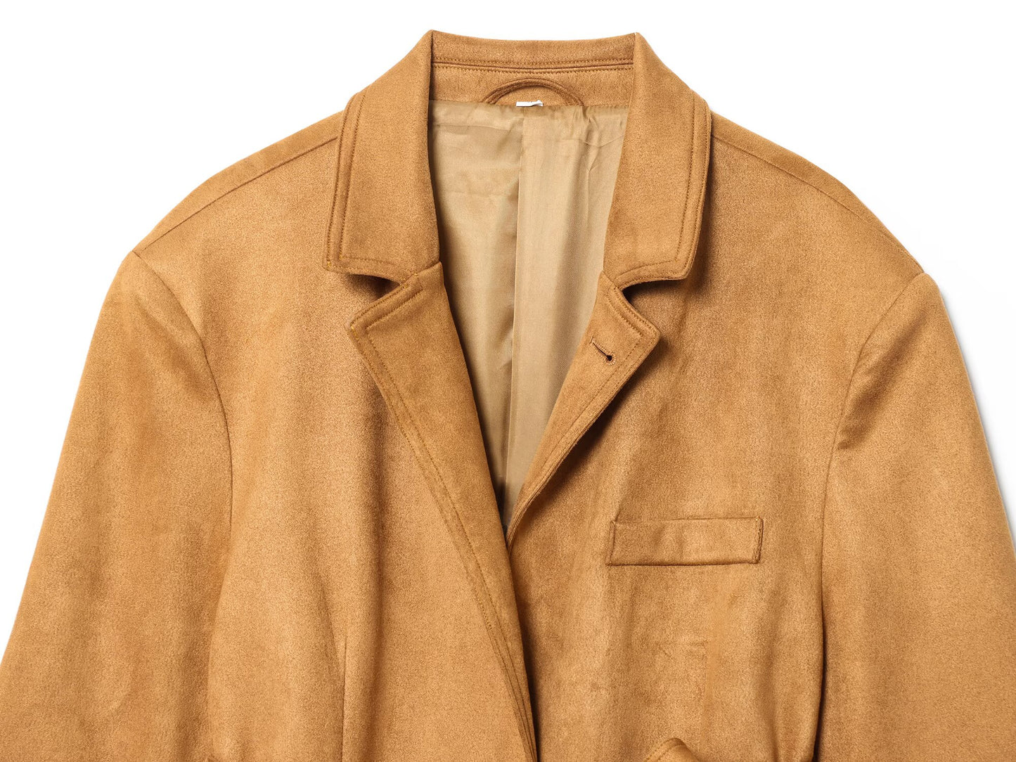 Women's 2025 new fashion with Belt loose suede suit jacket