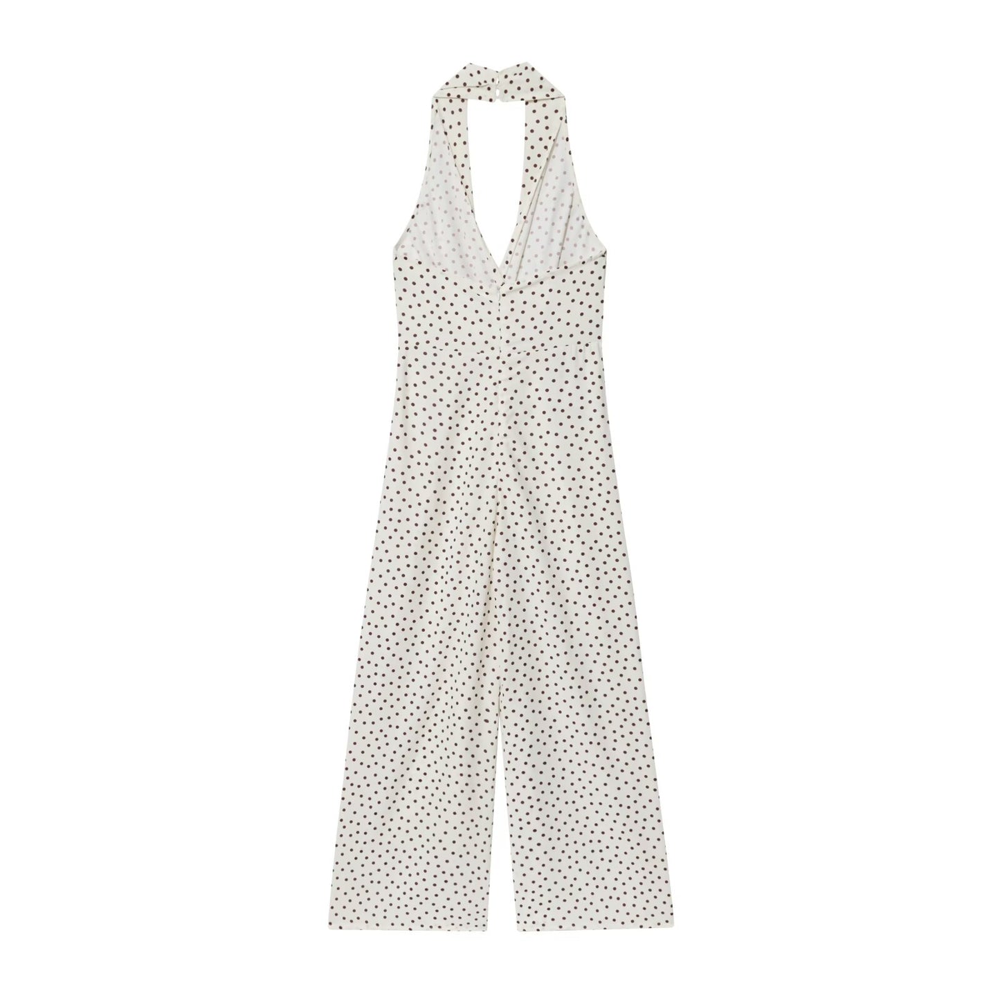 Women's 2025 Fashion Wave Point Hanging Neck Collar jumpsuit