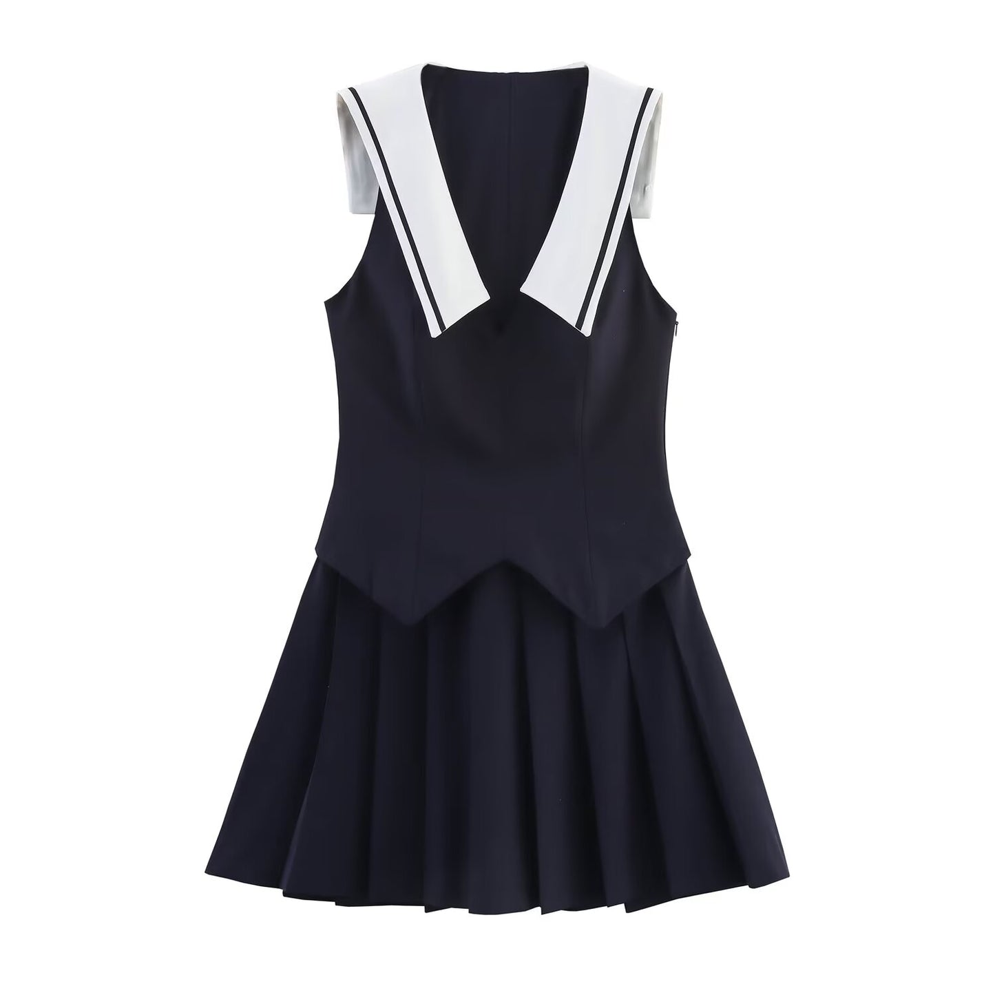 Women's 2025 new fashion sleeveless wide pleated mini dress