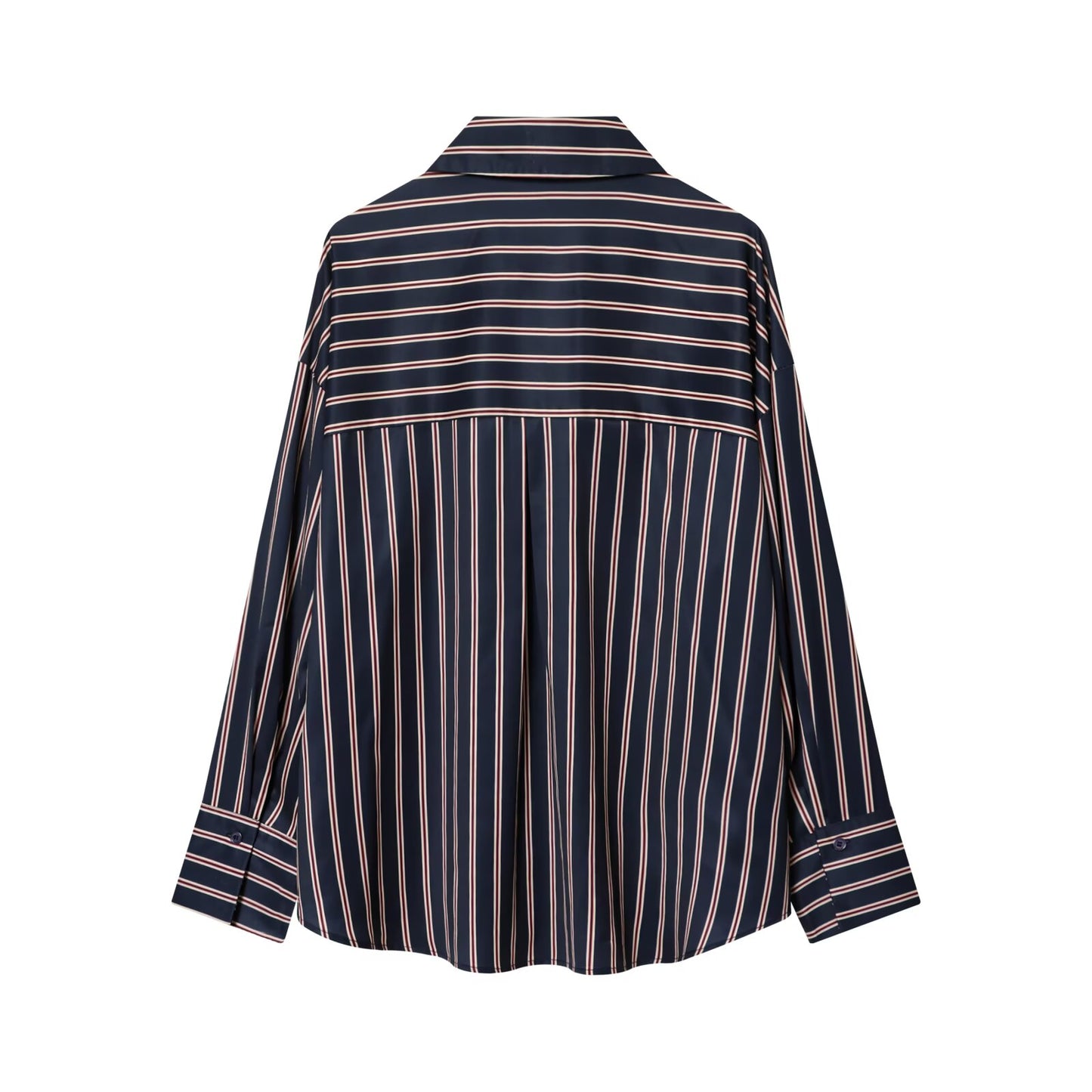 Women's casual lapel striped Button-up shirt