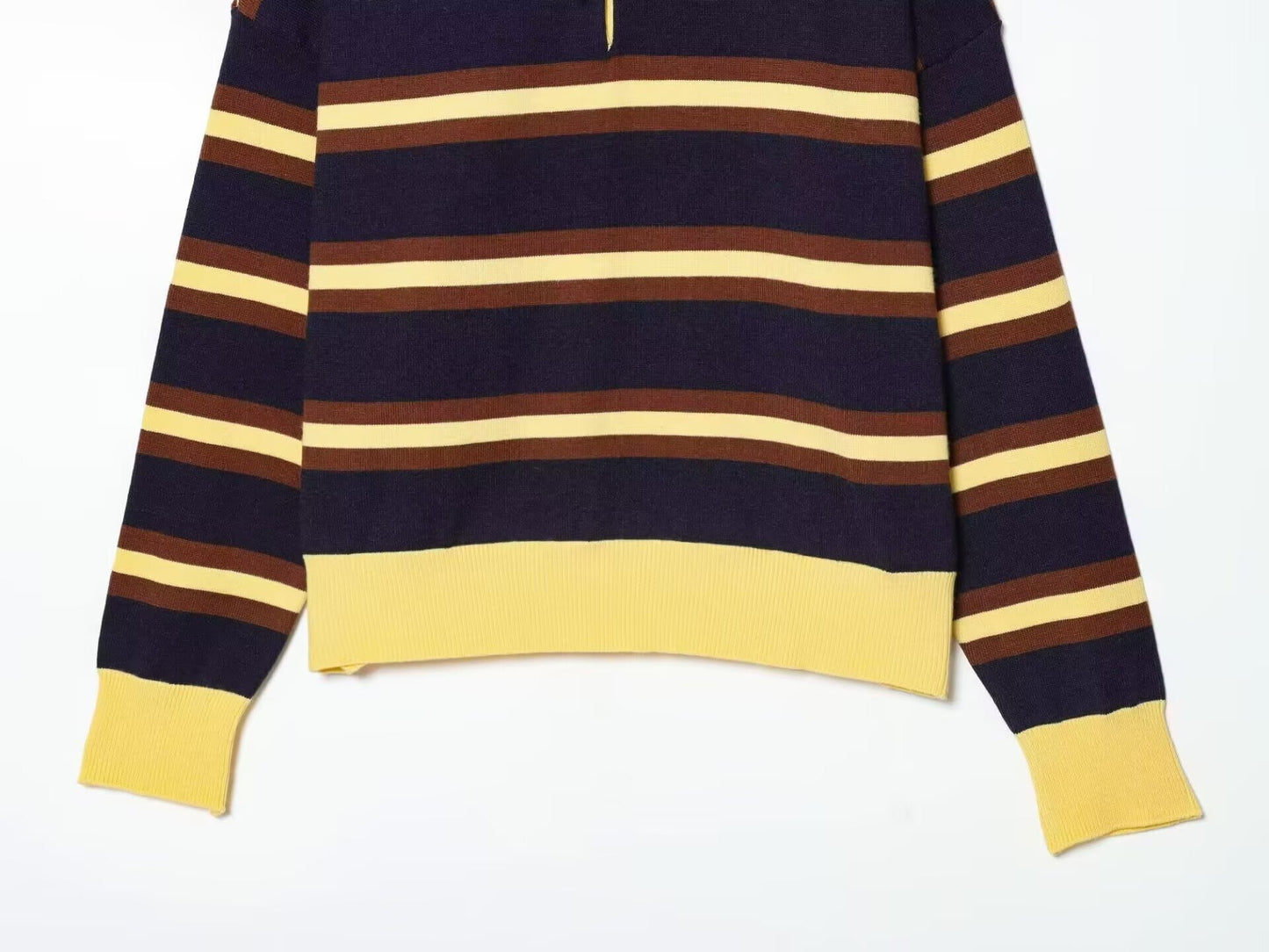 Women's casual striped knitted polo shirt