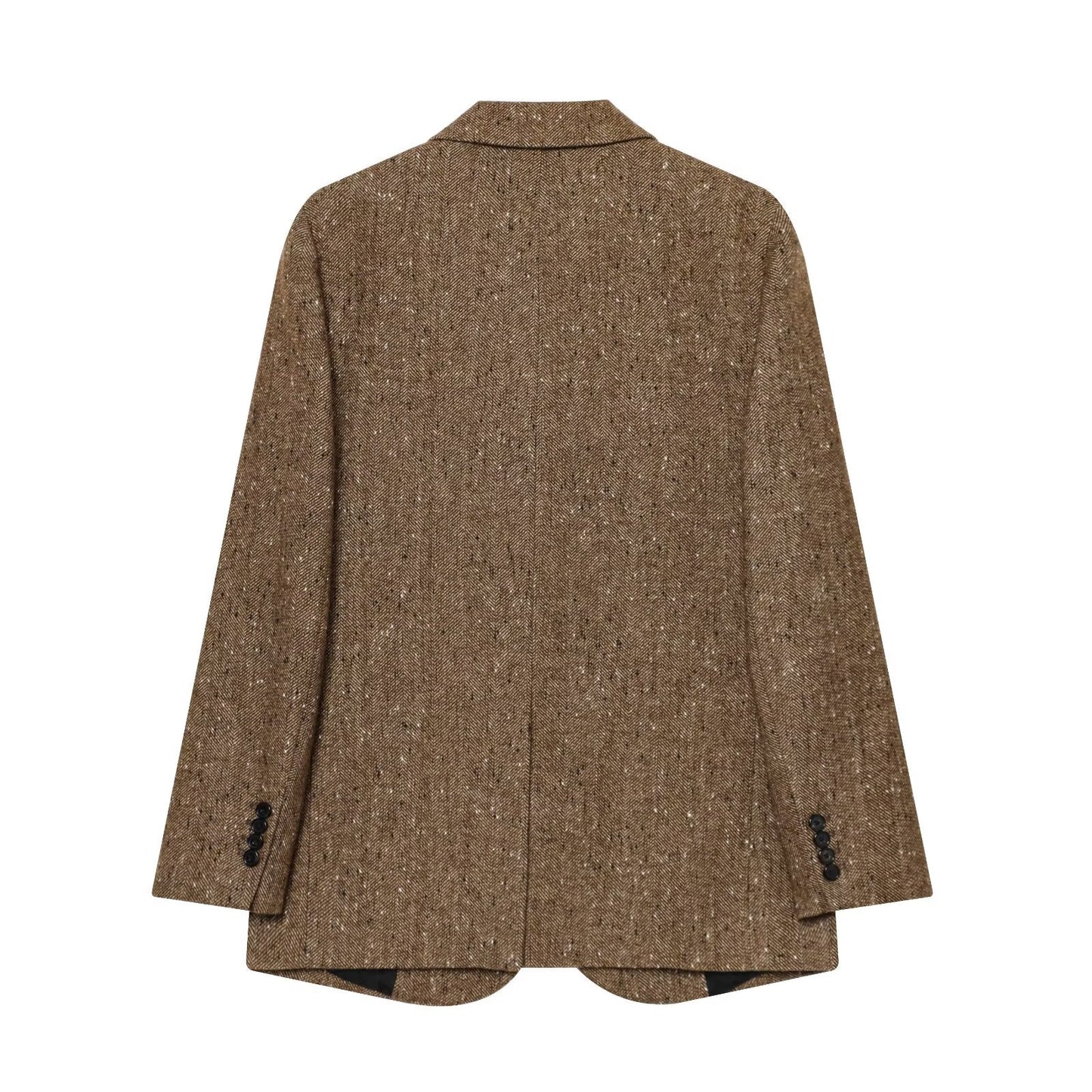 Women's loose blended herringbone diagonal Blazer Coat