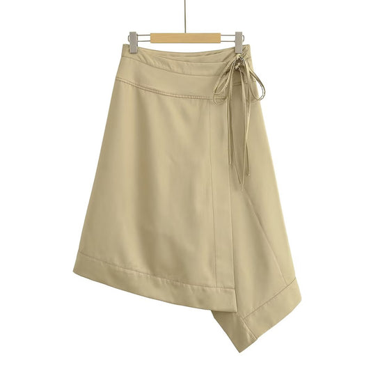 Women's new fashion asymmetric design Wrapping style mid waist MIDI skirt
