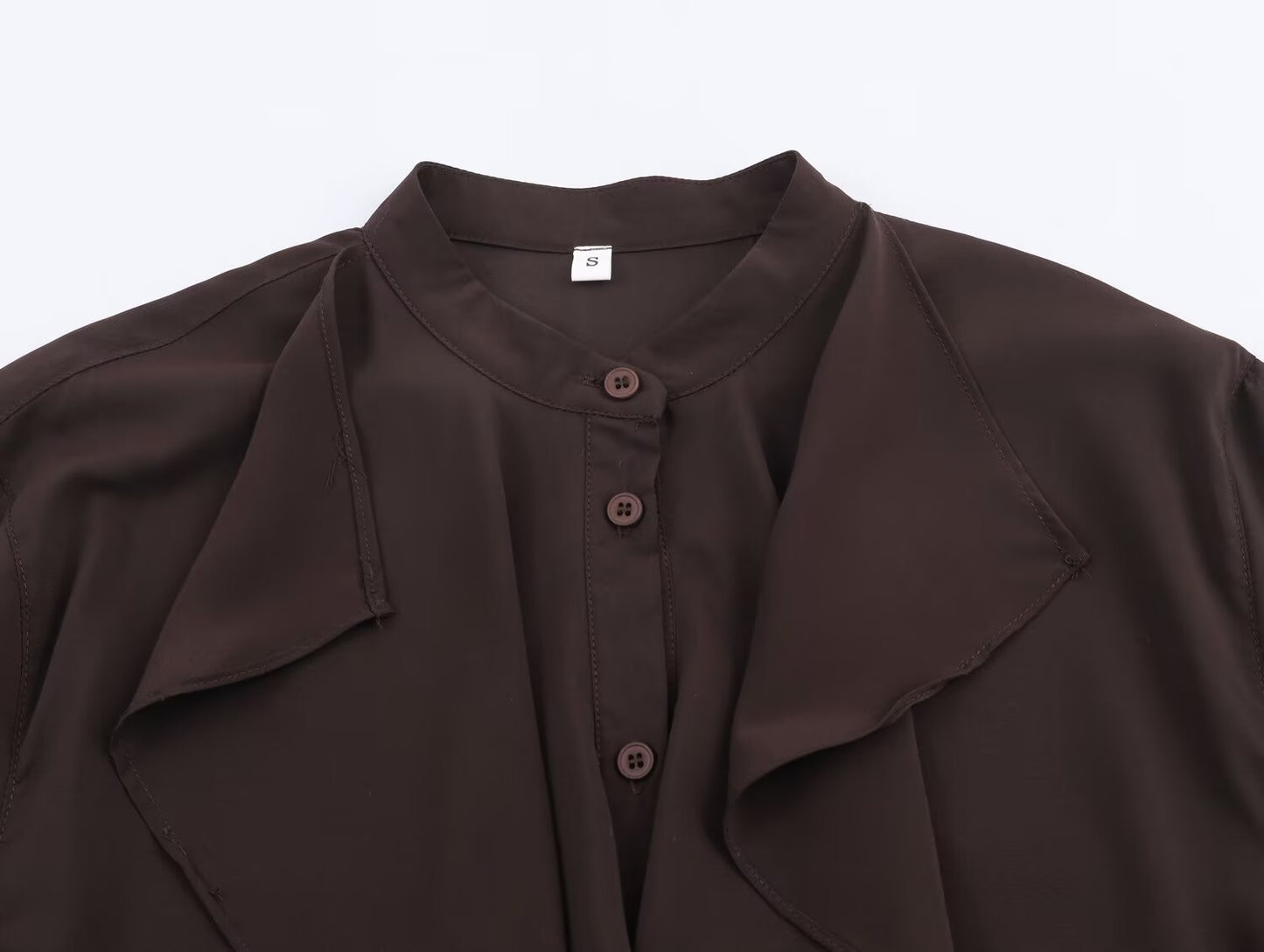 Women's loose draped ruffled long sleeved shirt