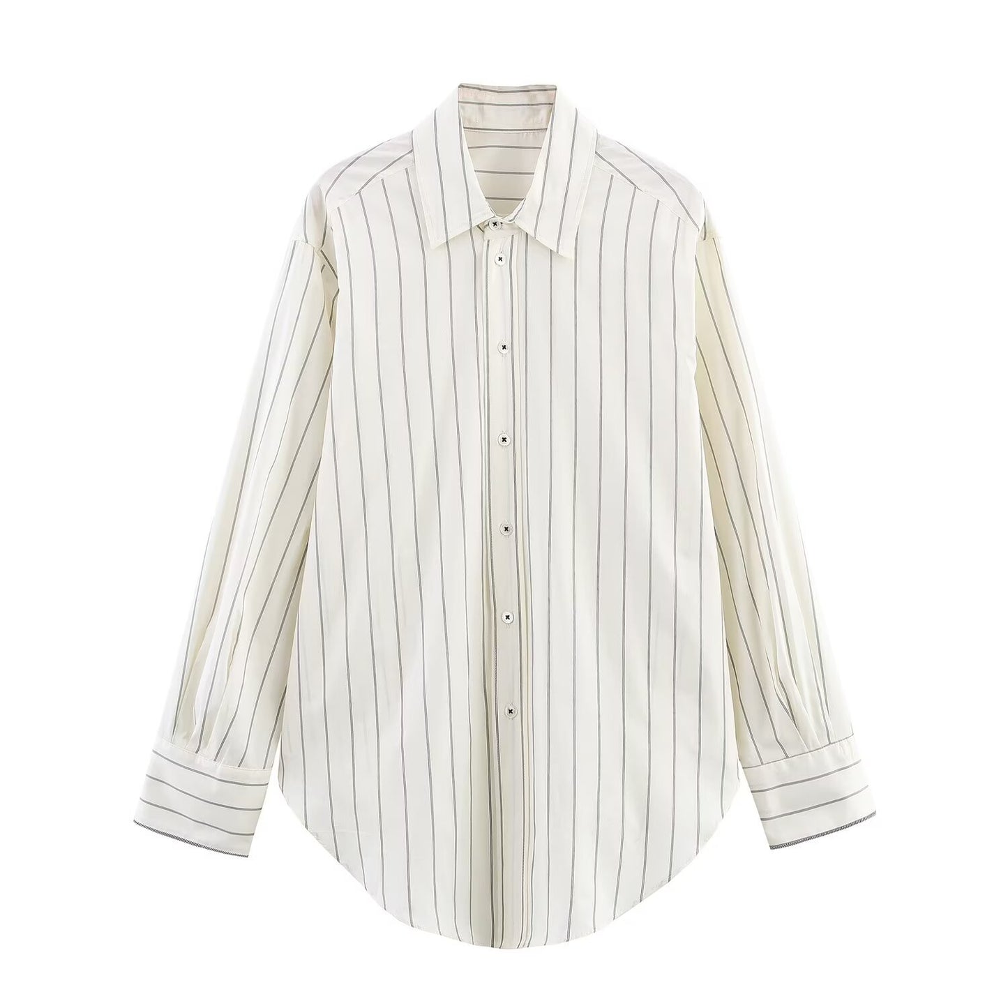 Women's new fashion loose single breasted long sleeved striped shirt+Pants suit