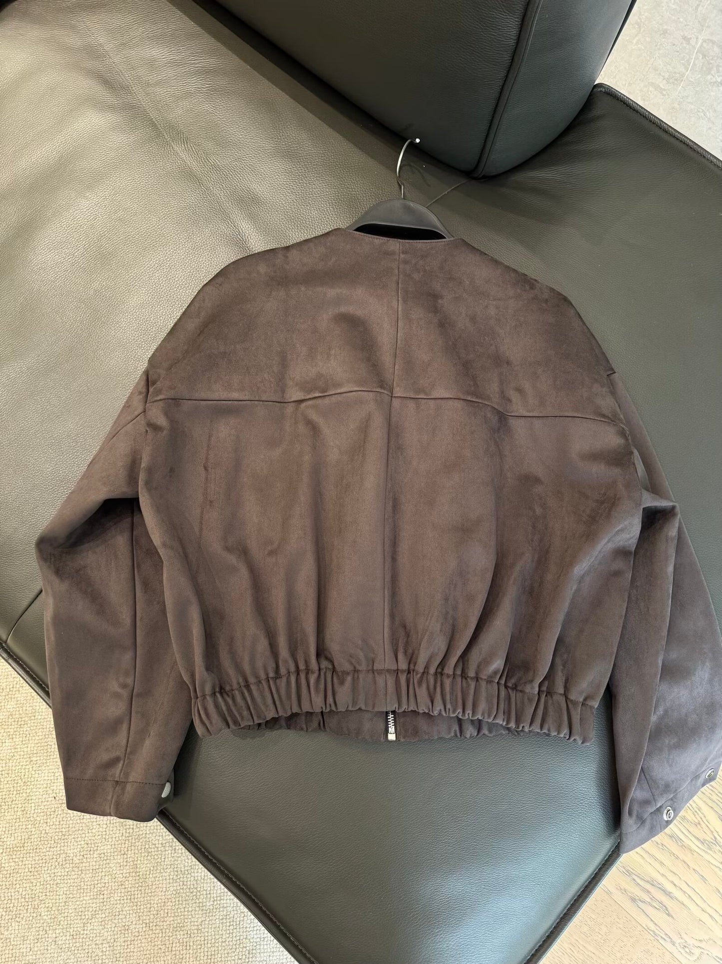 Women's new fashion anti suede effect O Neck zipper jacket Coat