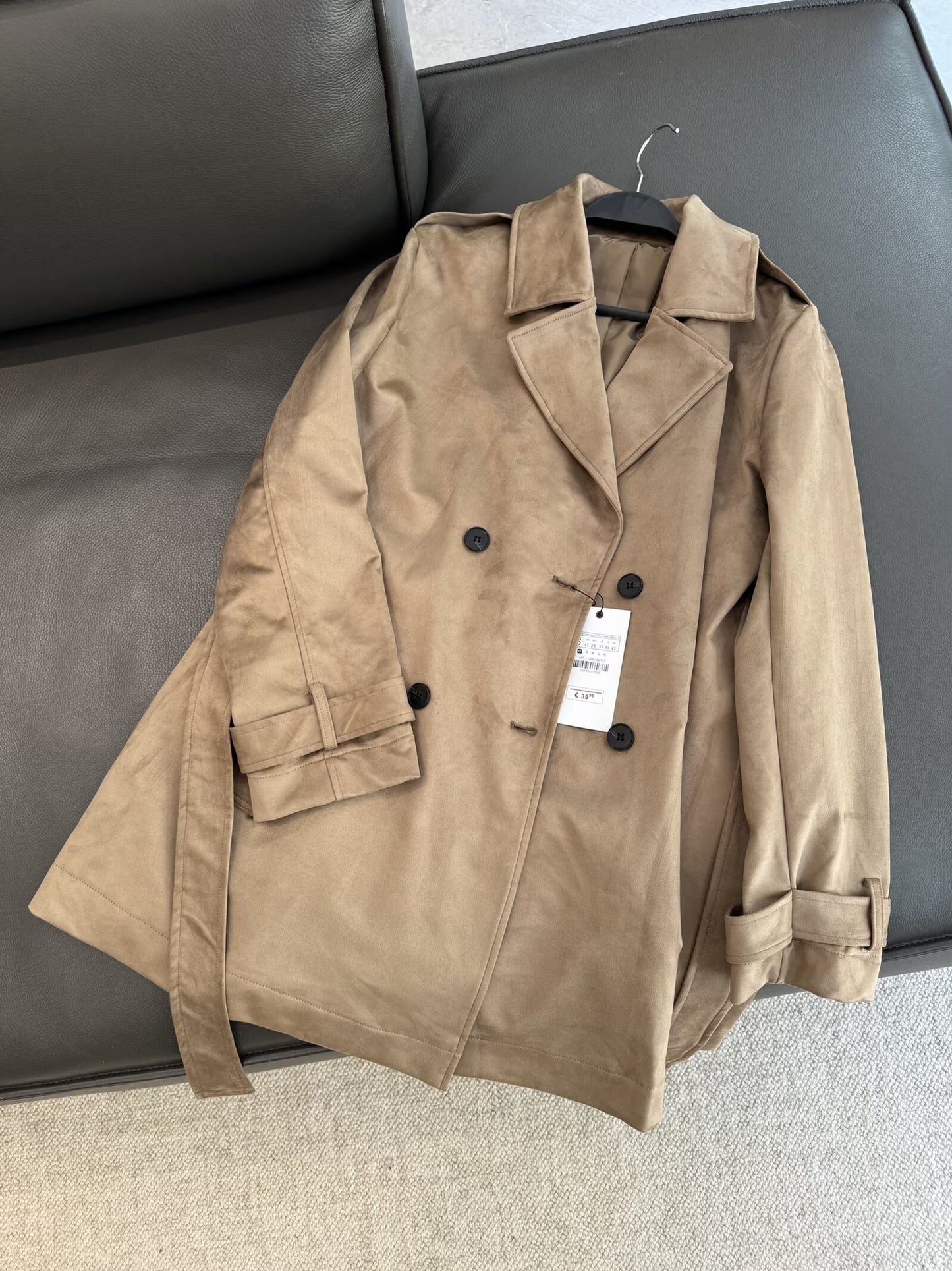 Women's new fashion Anti suede effect long style windbreaker Coat