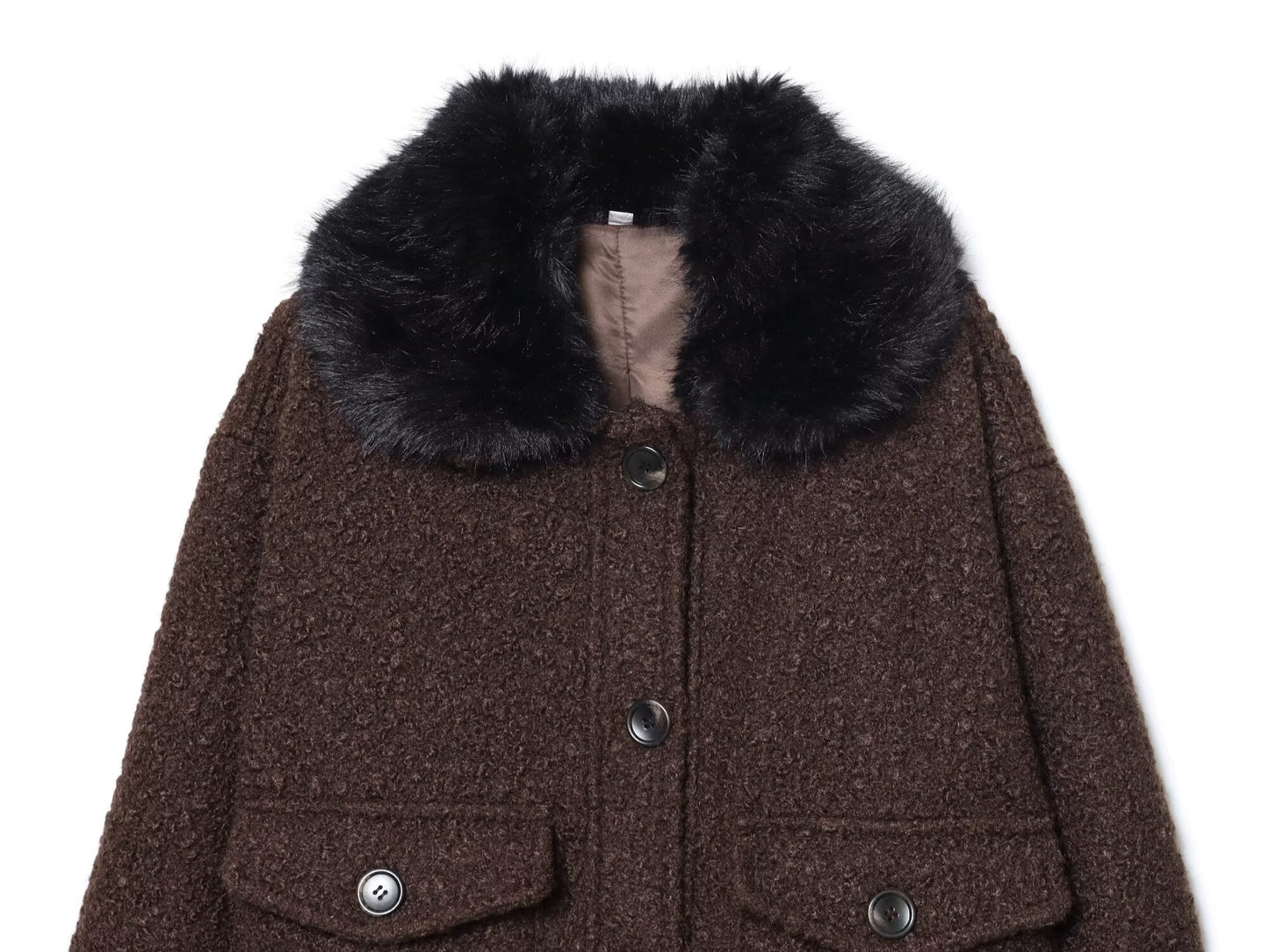 Women's new fur collar twill fabric jacket Coat