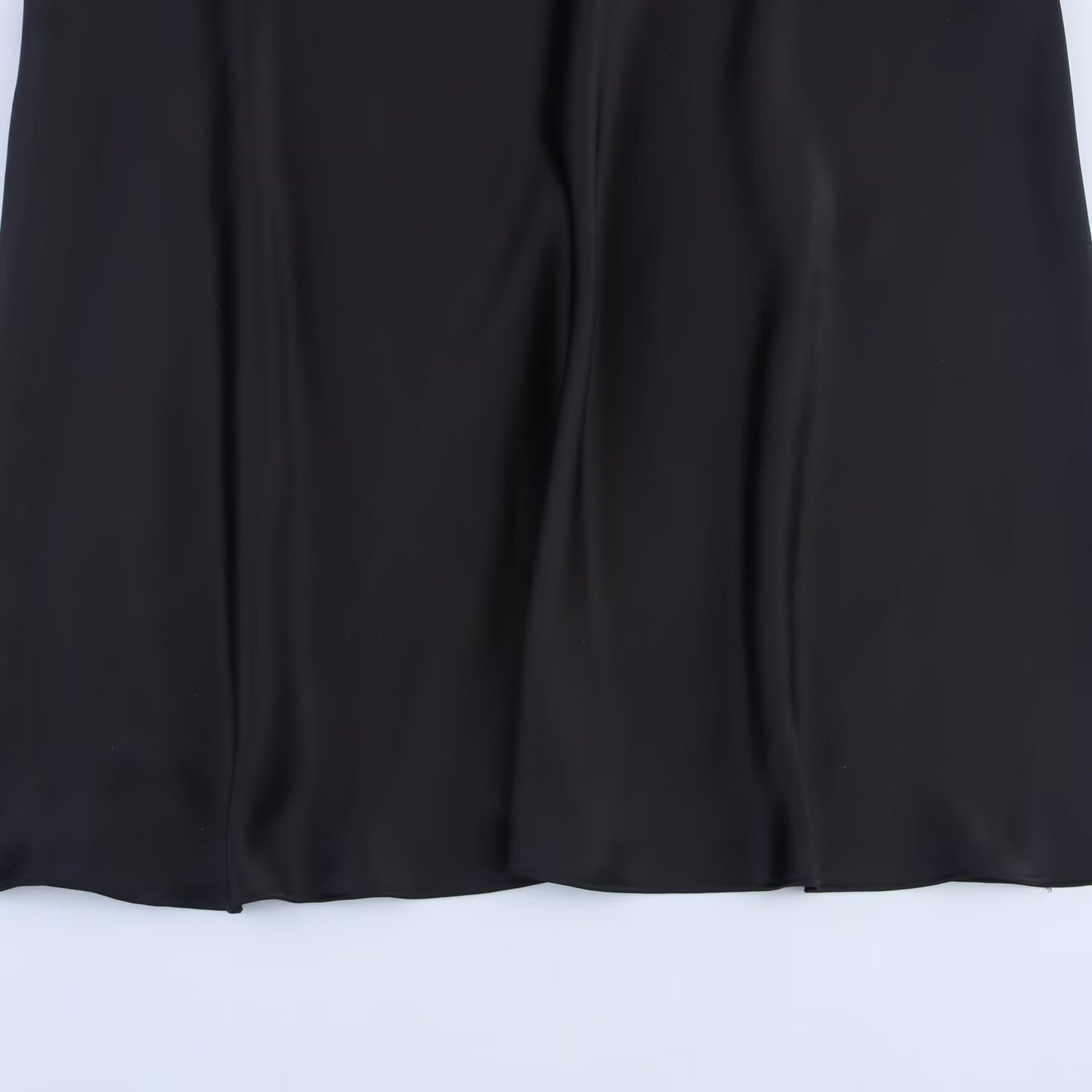 Women's New Fashion Black Satin Texture suspender Midi Dress