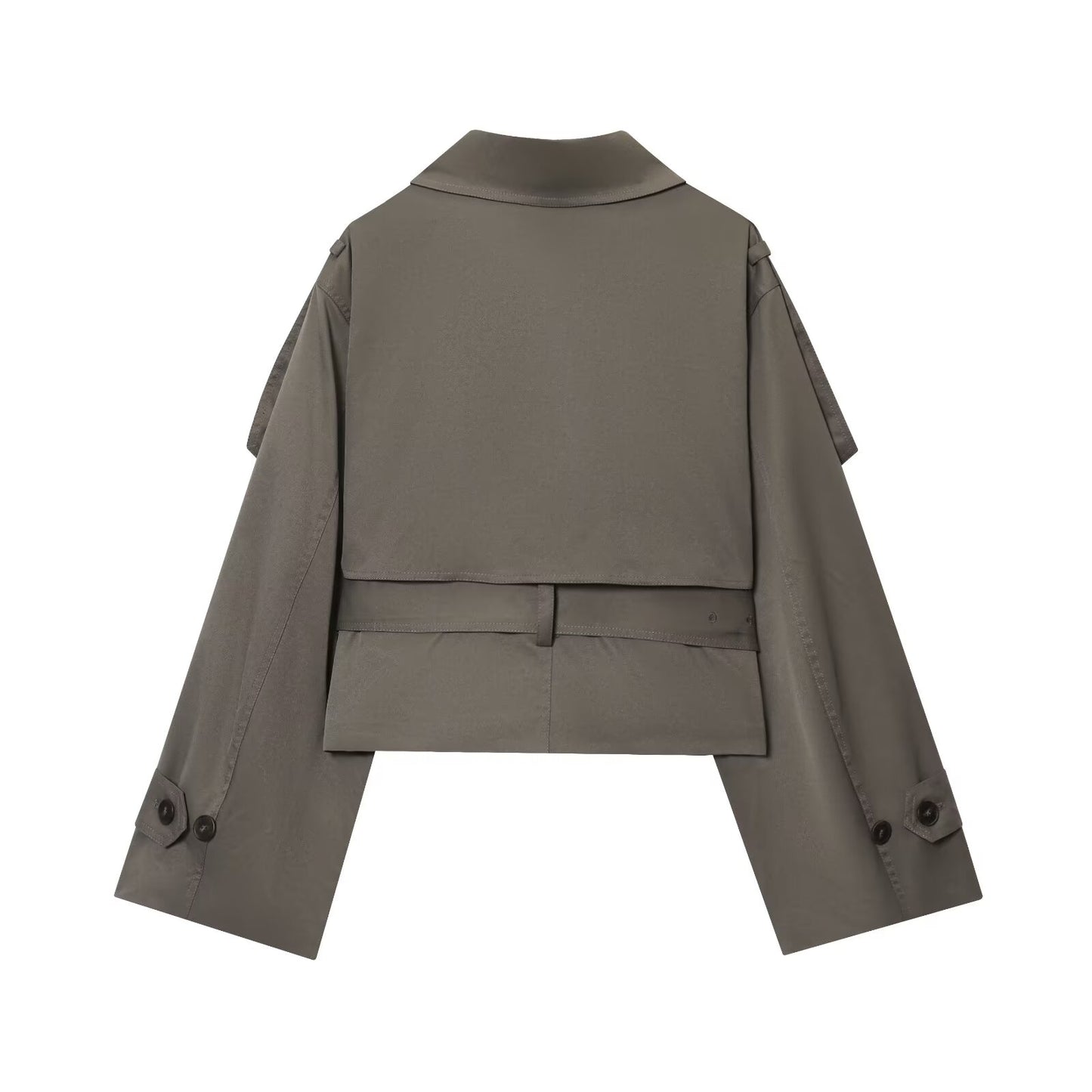 Women's new fashion with Belt short single breasted stand collar Coat