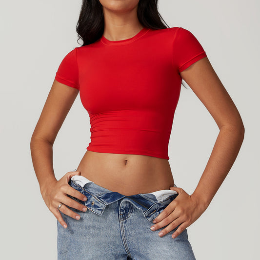 Women's Tight-fitting Quick-drying Fitness Jacket Yoga Clothes Running Pilates Sports T-shirt Short Sleeve