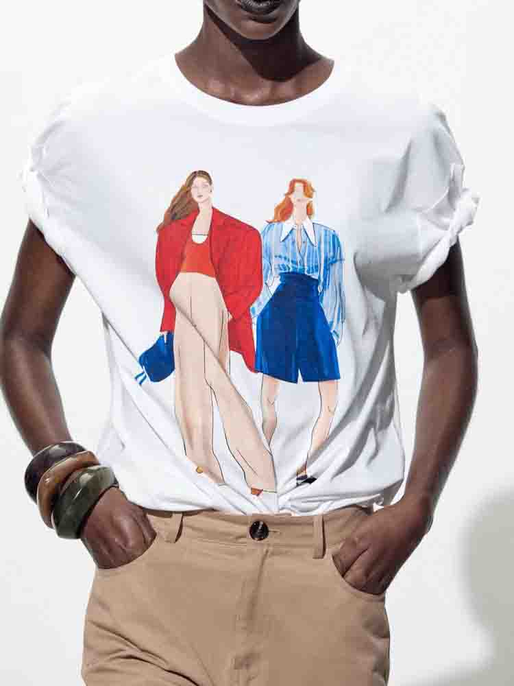 Women's new basic style O Neck T-shirt casual loose letter printed T-shirt short sleeved women's T-shirt