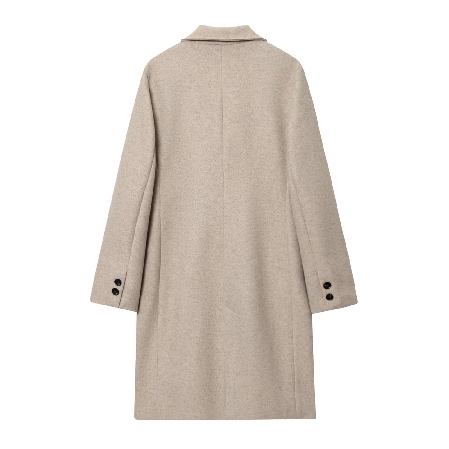 Women's New Fashion with Shoulder Pads Long Style Soft Texture Woolen Coat