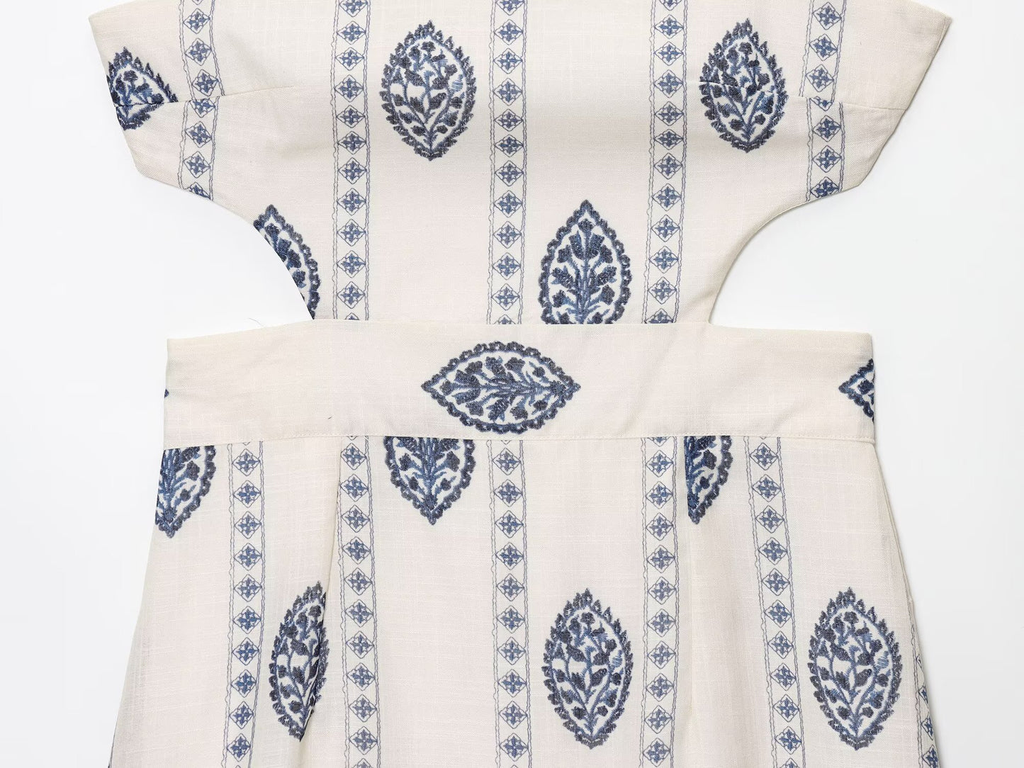 Women's New Fashion Hollow Design Printed suspender Midi Dress