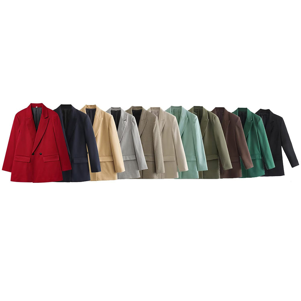 Women's new fashion loose double breasted lapel suit jacket