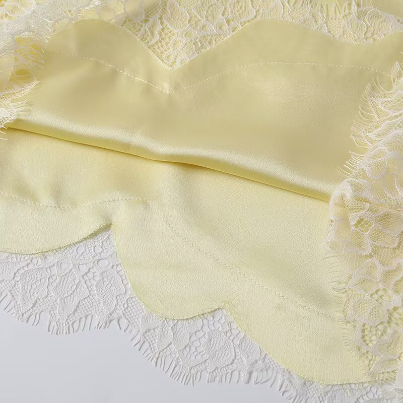 Women's asymmetrical lace V-neck suspender top