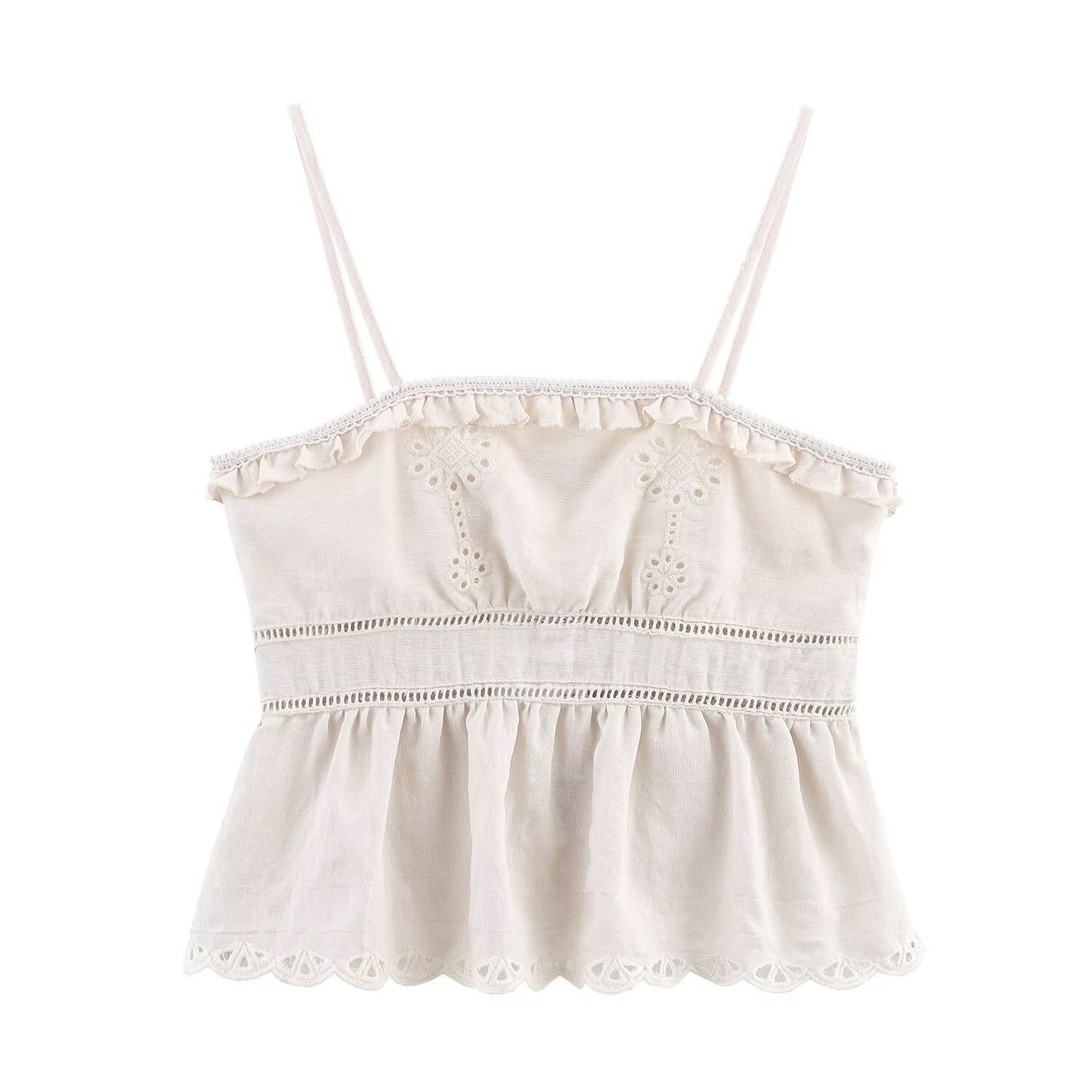 suit Women's 2 pieces new hollowed out embroidered suspender top+Skirts suit