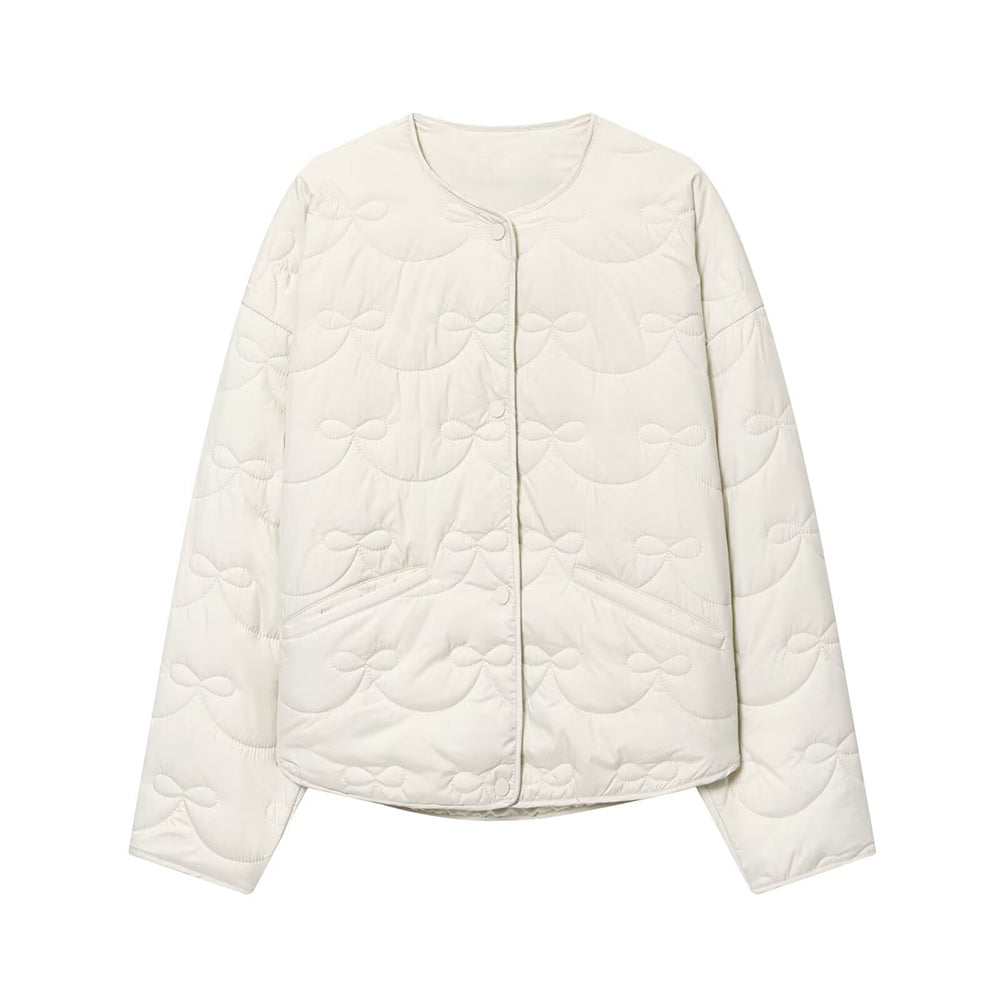 Women's 2025 new fashion bow decoration warm quilted Coat