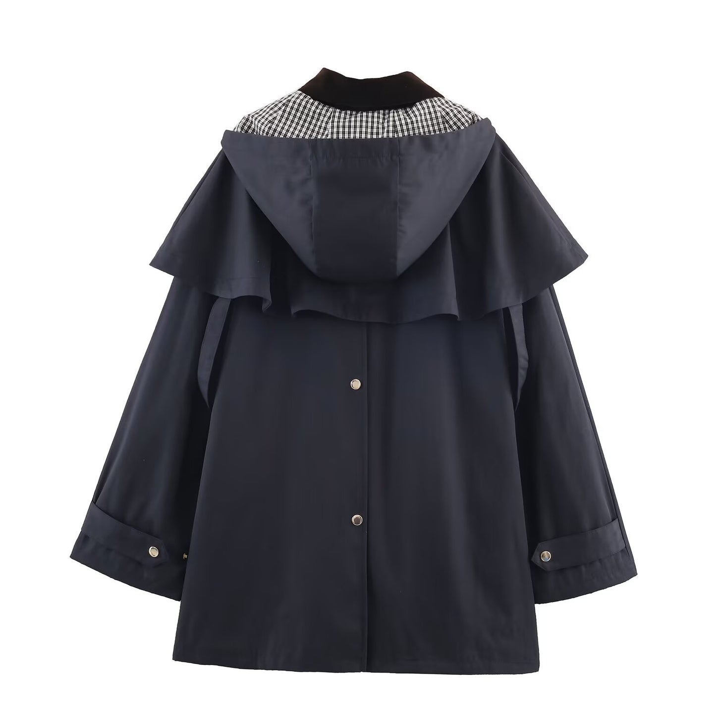 Women's new fashion contrasting collar loose hooded windbreaker Coat