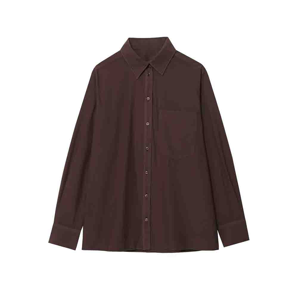 Women's new fashion loose long sleeved poplin button up shirt+Pants suit